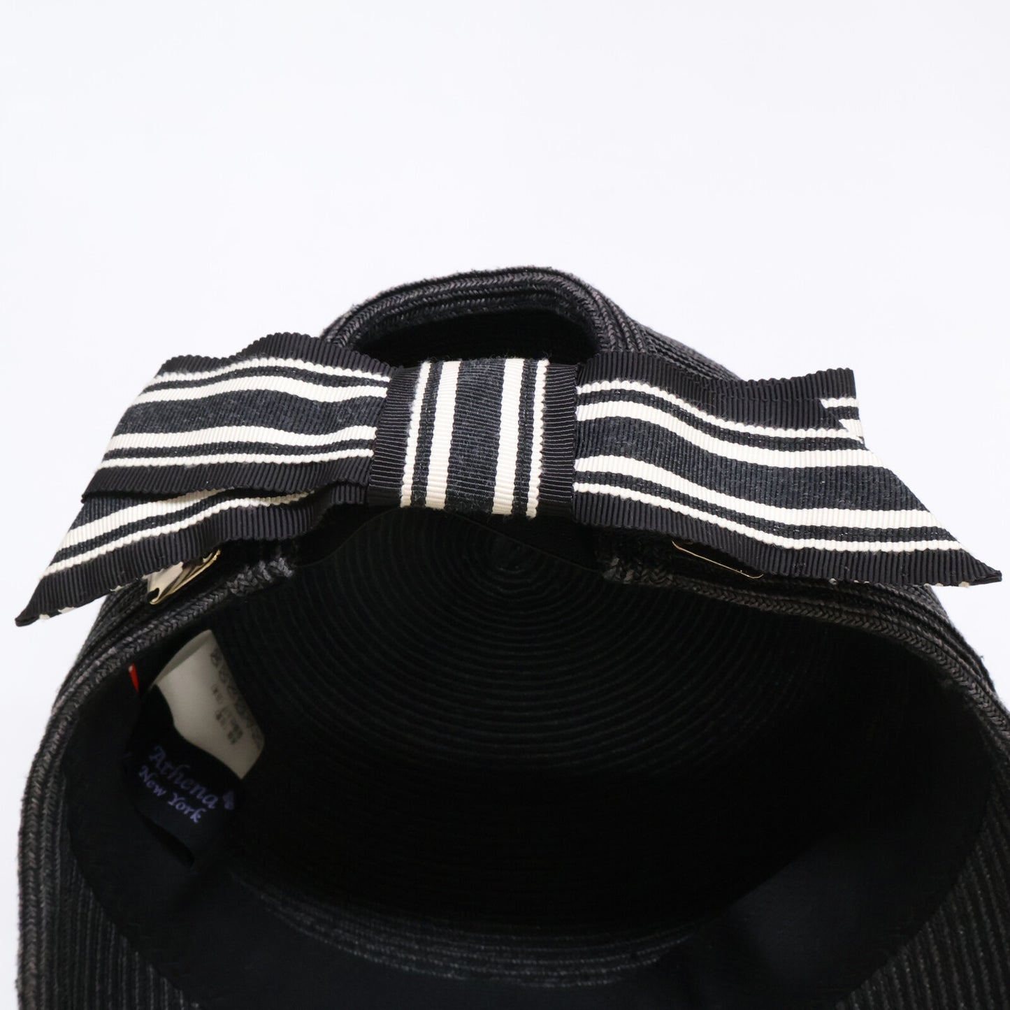Athena New York アシーナニューヨーク 【美品】Janet Stripe ジャネット ストライプ ロゴプレート バックリボン キャップ 帽子