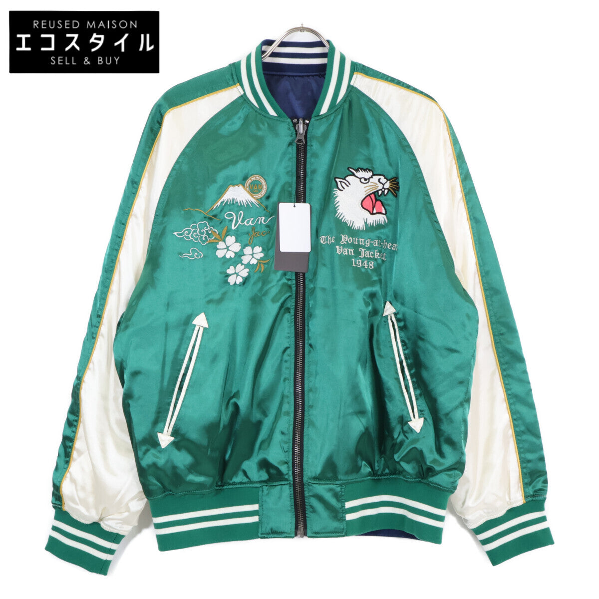 VAN JACKET ヴァンジャケット 【新品同様】JC-13515 富士山ｘロゴ 刺繍 リバーシブル スカジャン/ ジャケット LL