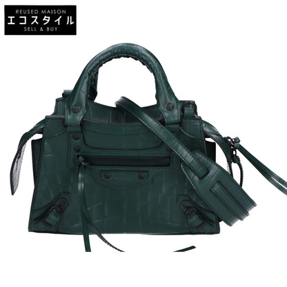 BALENCIAGA バレンシアガ 638524 クロコ型押し ネオクラシックシティ2WAYミニハンドバッグ ショルダーバッグ -