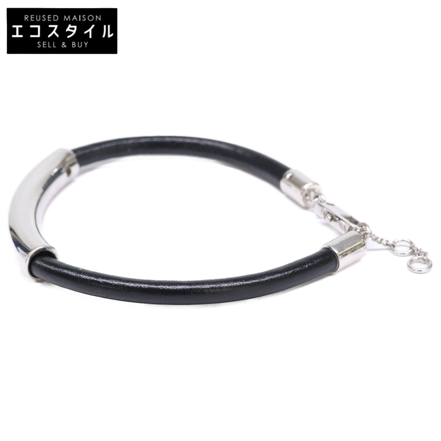 CELINE セリーヌ 460ZW3BLM ソレイユ カーフスキン＆ロジウムフィニッシュ ブラス ブレスレット