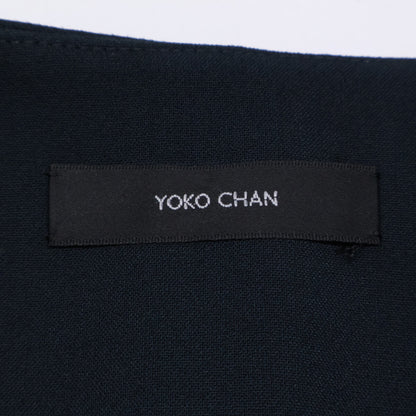 YOKOCHAN ヨーコチャン 【美品】YCJ-121-071 パール付 ノーカラー ショート ジャケット 36