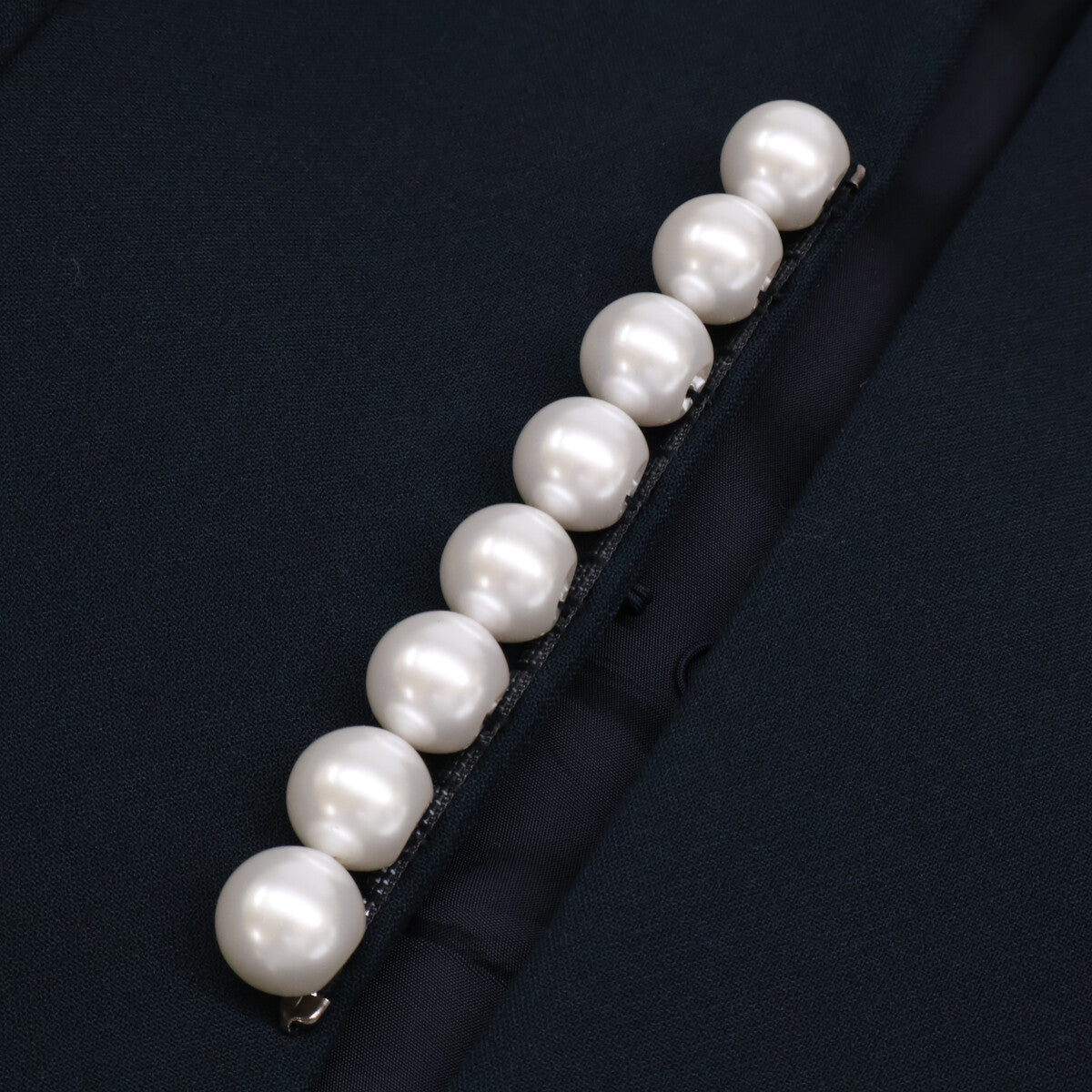 YOKOCHAN ヨーコチャン 【美品】YCJ-121-071 パール付 ノーカラー ショート ジャケット 36