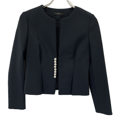 YOKOCHAN ヨーコチャン YCJ-121-071 ﾌﾞﾗｯｸ ﾊﾟｰﾙ付きﾀｯｸﾉｰｶﾗｰｼｮｰﾄｼﾞｬｹｯﾄ ジャケット 36