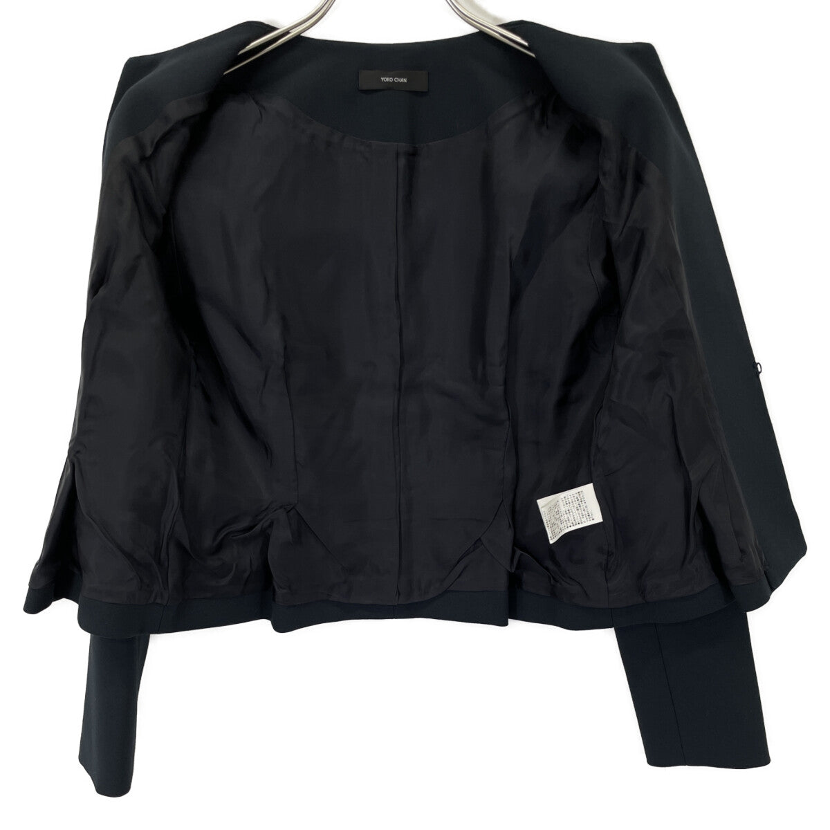 YOKOCHAN ヨーコチャン YCJ-121-071 ﾌﾞﾗｯｸ ﾊﾟｰﾙ付きﾀｯｸﾉｰｶﾗｰｼｮｰﾄｼﾞｬｹｯﾄ ジャケット 36