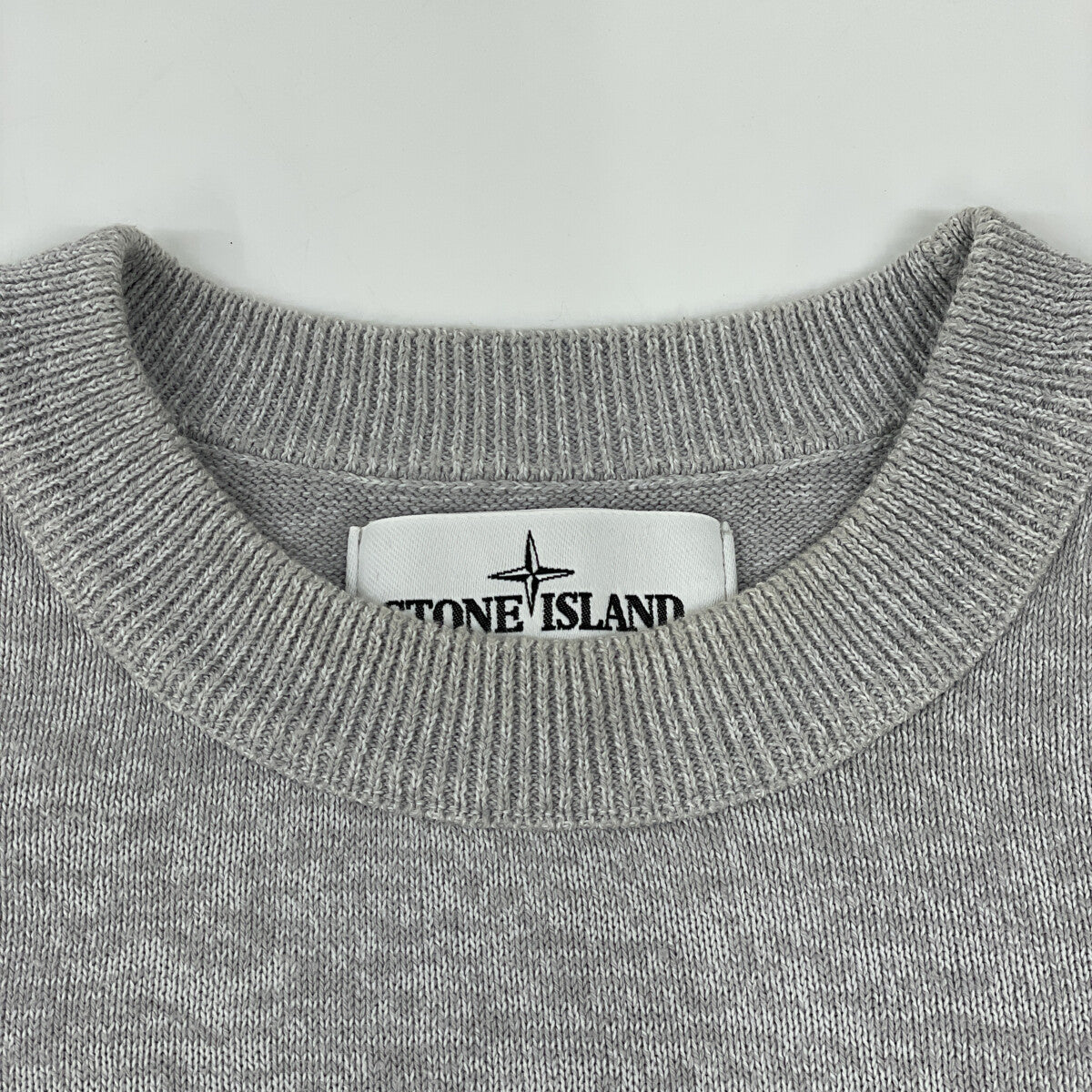 STONE ISLAND ストーンアイランド ｸﾞﾚｰ ｱｰﾑﾛｺﾞ ﾛﾝｸﾞｽﾘｰﾌﾞ ﾆｯﾄ トップス L