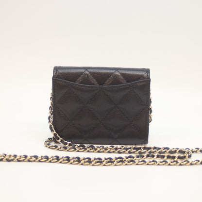 CHANEL シャネル AP0238 ﾗﾝﾀﾞﾑｼﾘｱﾙ ﾀｲﾑﾚｽｸﾗｼｯｸ ﾏﾄﾗｯｾ ﾌﾞﾗｯｸ×ｼｬﾝﾊﾟﾝｺﾞｰﾙﾄﾞ ｷｬﾋﾞｱｽｷﾝ ﾁｪｰﾝｸﾗｯﾁ ショルダーバッグ