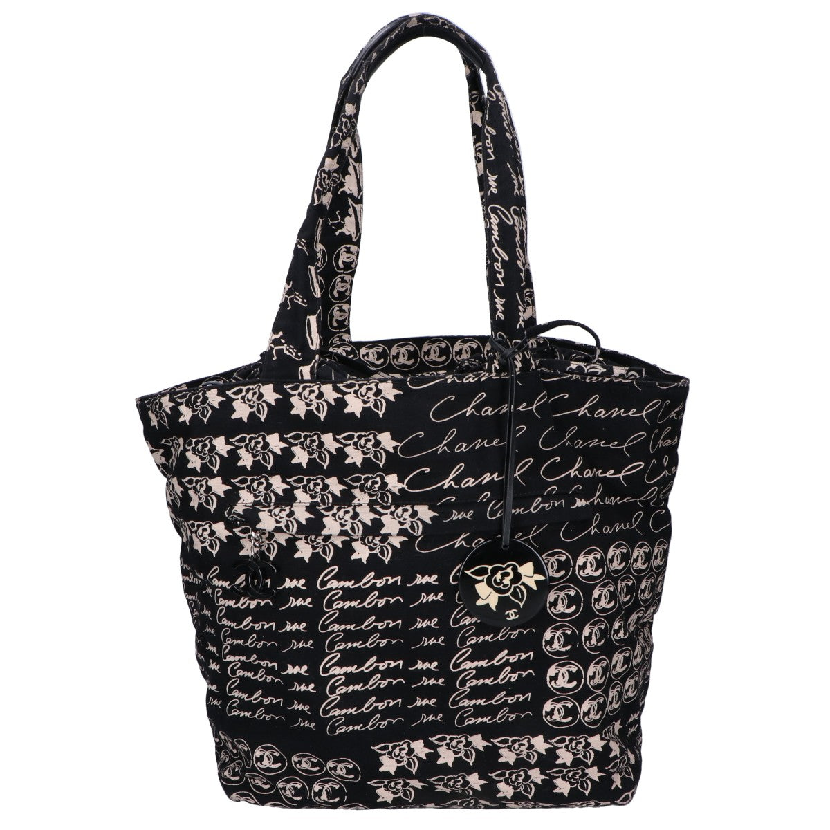 CHANEL シャネル 10番台 カメリアロゴ ココマークチャーム ドローストリング 巾着 トートバッグ