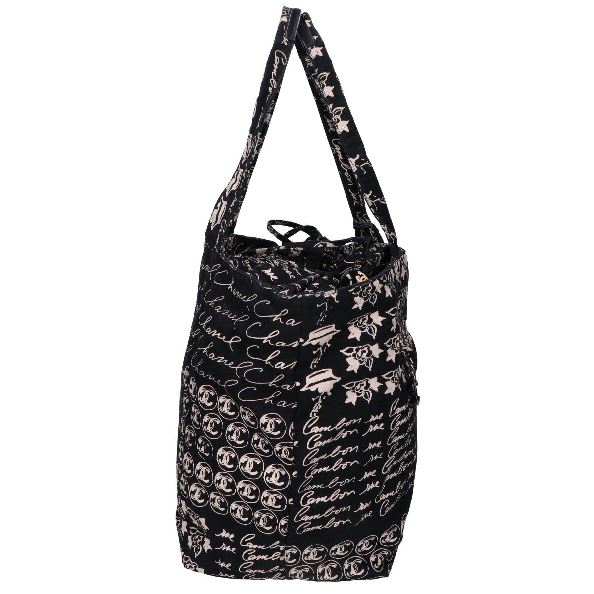 CHANEL シャネル 10番台 カメリアロゴ ココマークチャーム ドローストリング 巾着 トートバッグ