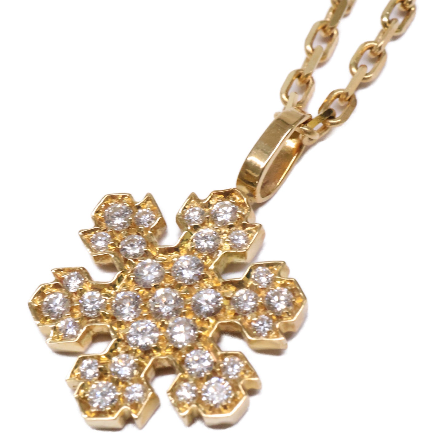BVLGARI ブルガリ 750YG スノーフレーク ダイヤモンド ネックレス