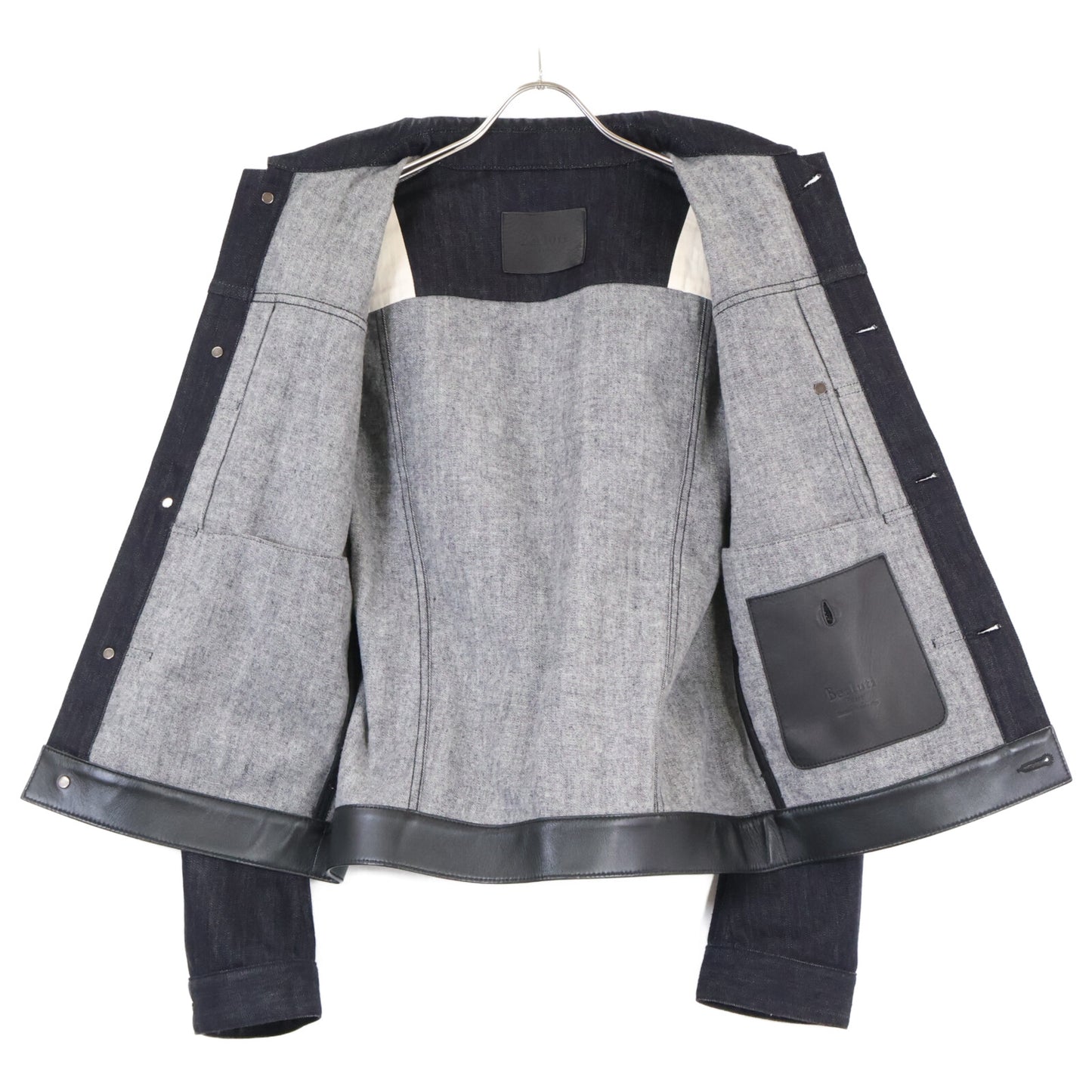 berluti ベルルッティ 167646 裾ラムレザー切替 デニム ジャケット 48
