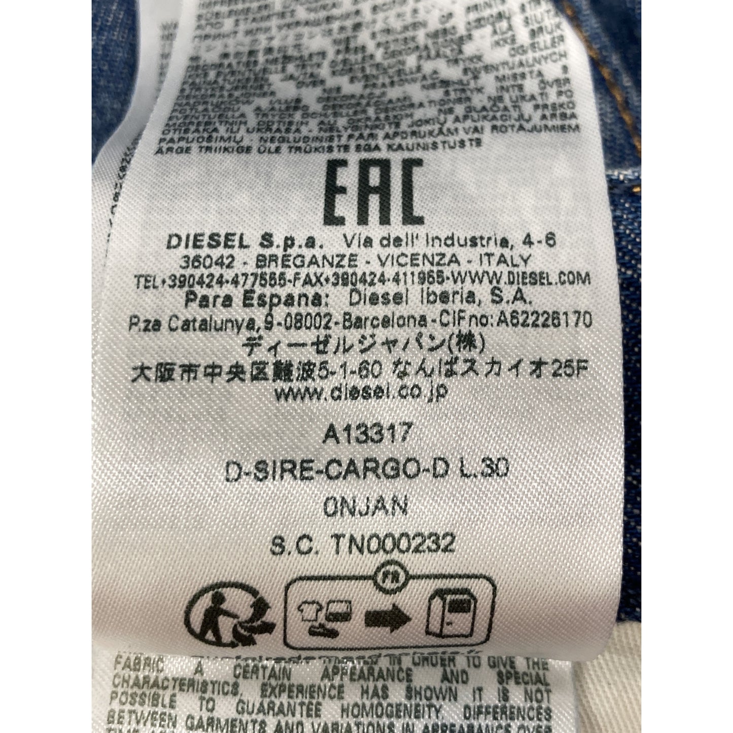 DIESEL ディーゼル A13317 D-SIRE-CARGO-D ﾌﾞﾙｰ ﾎﾞﾀﾝﾌﾗｲ ﾃﾞﾆﾑｶｰｺﾞﾊﾟﾝﾂ ボトムス Ｗ25