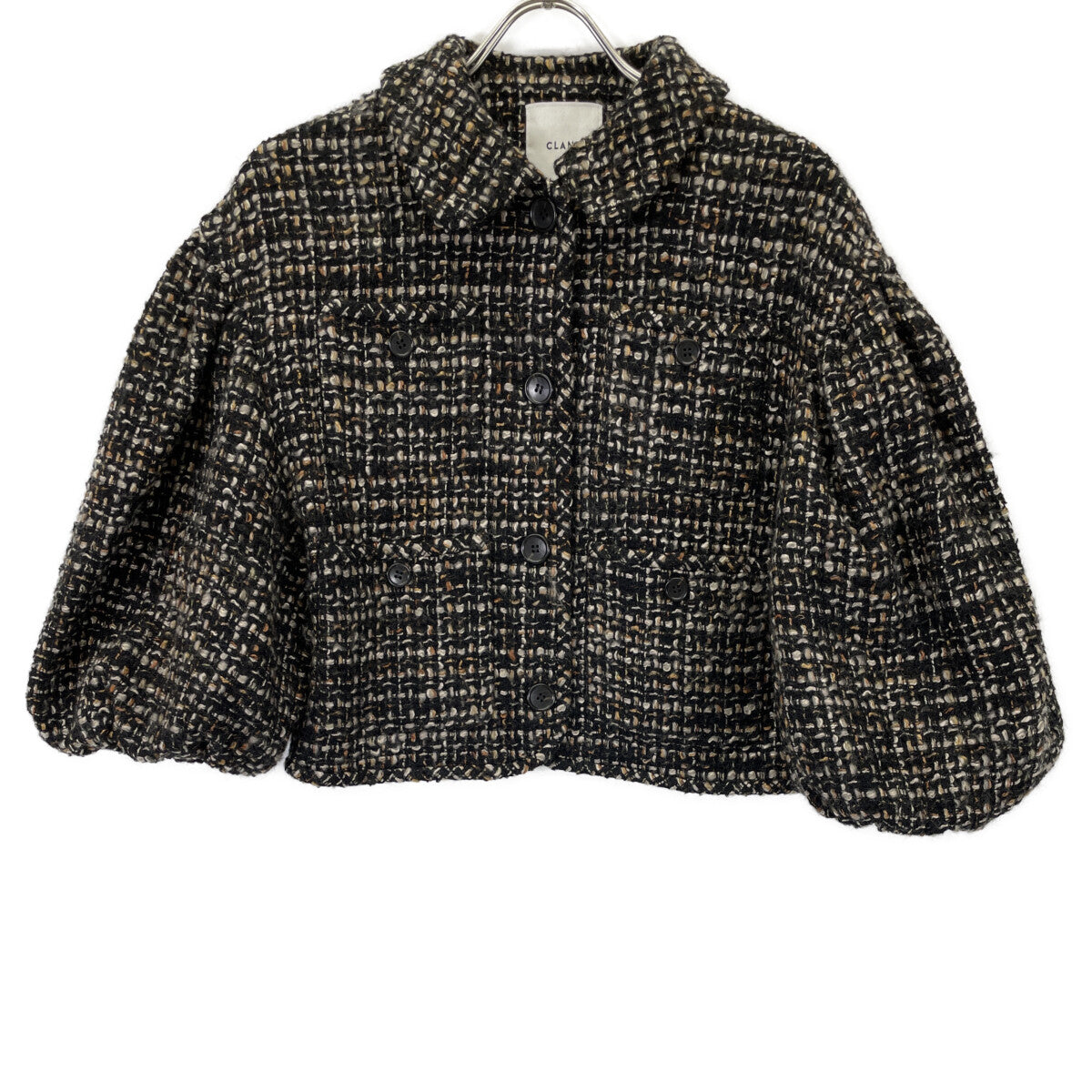 CLANE クラネ ﾌﾞﾗｯｸ mix tweed puffsleeve jacket/ﾐｯｸｽﾂｲｰﾄﾞﾊﾟﾌｽﾘｰﾌﾞｼﾞｬｹｯﾄ ジャケット 2
