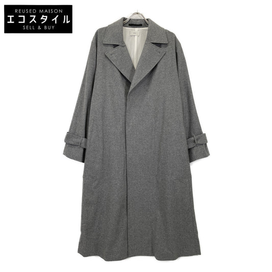 ATON エイトン ｸﾞﾚｰ ｳｰﾙ ｺｯﾄﾝﾗｲﾆﾝｸﾞ ｱｰﾑﾍﾞﾙﾄ ﾀﾞﾌﾞﾙﾌﾞﾚｽﾄ 比翼ﾛﾝｸﾞｺｰﾄ コート 2