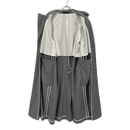 ATON エイトン ｸﾞﾚｰ ｳｰﾙ ｺｯﾄﾝﾗｲﾆﾝｸﾞ ｱｰﾑﾍﾞﾙﾄ ﾀﾞﾌﾞﾙﾌﾞﾚｽﾄ 比翼ﾛﾝｸﾞｺｰﾄ コート 2