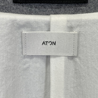 ATON エイトン ｸﾞﾚｰ ｳｰﾙ ｺｯﾄﾝﾗｲﾆﾝｸﾞ ｱｰﾑﾍﾞﾙﾄ ﾀﾞﾌﾞﾙﾌﾞﾚｽﾄ 比翼ﾛﾝｸﾞｺｰﾄ コート 2