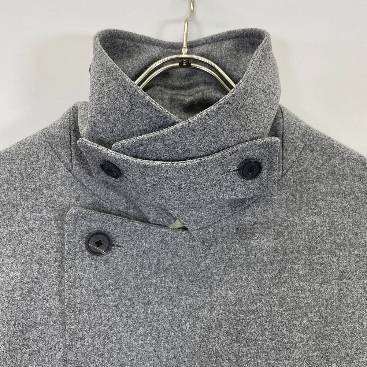 ATON エイトン ｸﾞﾚｰ ｳｰﾙ ｺｯﾄﾝﾗｲﾆﾝｸﾞ ｱｰﾑﾍﾞﾙﾄ ﾀﾞﾌﾞﾙﾌﾞﾚｽﾄ 比翼ﾛﾝｸﾞｺｰﾄ コート 2