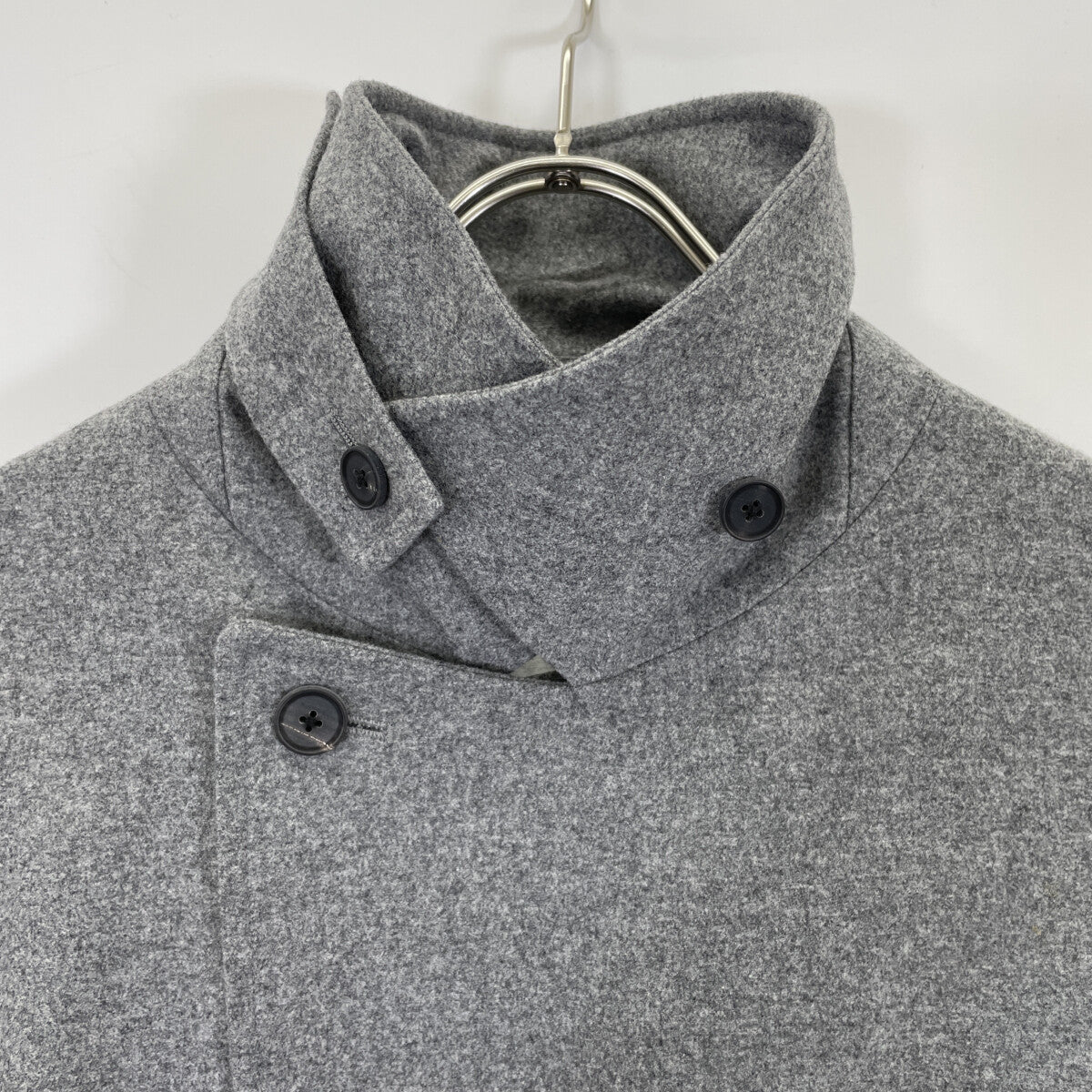 ATON エイトン ｸﾞﾚｰ ｳｰﾙ ｺｯﾄﾝﾗｲﾆﾝｸﾞ ｱｰﾑﾍﾞﾙﾄ ﾀﾞﾌﾞﾙﾌﾞﾚｽﾄ 比翼ﾛﾝｸﾞｺｰﾄ コート 2