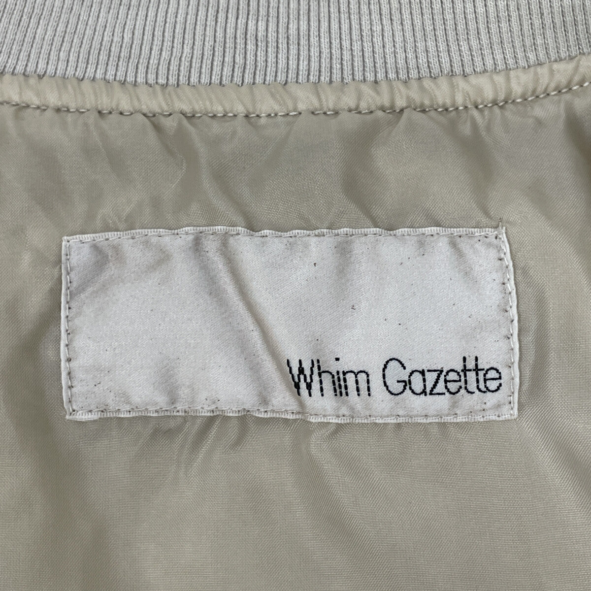 Whim Gazette ウィムガゼット 24年製 ﾍﾞｰｼﾞｭ ｶﾞｰﾒﾝﾄﾀﾞｲMA-1 ｼﾞｬｹｯﾄ ジャケット F