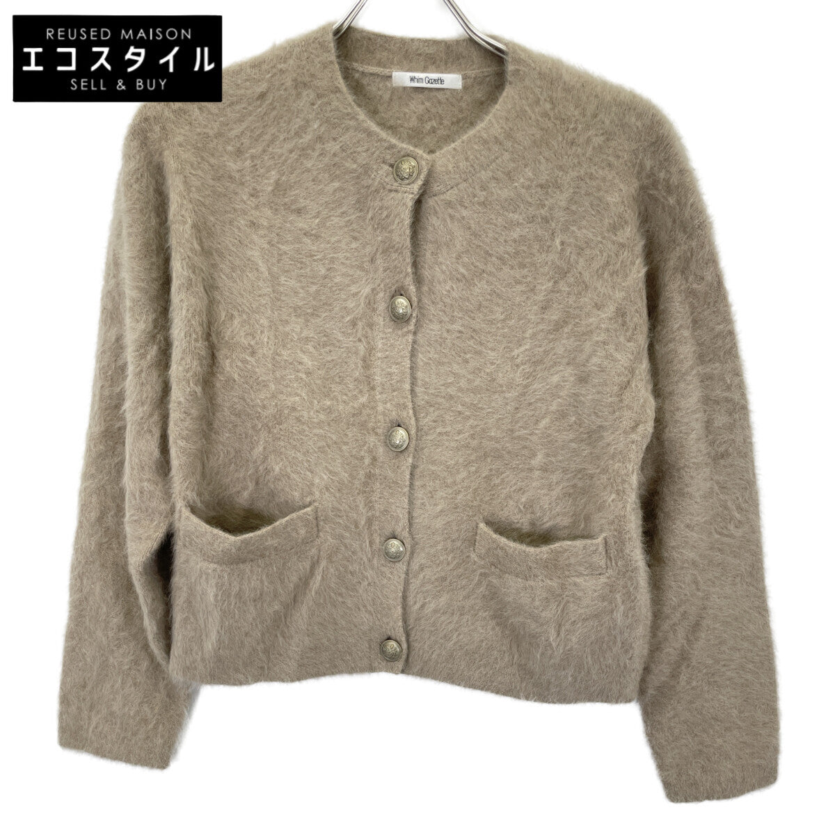 Whim Gazette ウィムガゼット 24年製 ﾓｶ ｶｼﾐﾔ混 ﾌｧｰﾆｯﾄｼﾞｬｹｯﾄ トップス F