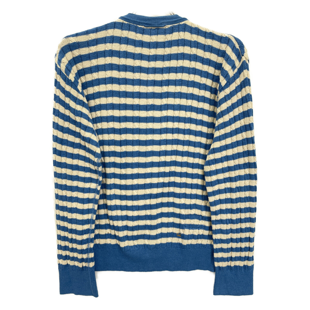 45R フォーティファイブ アール 70180164 ﾌﾞﾙｰ×ﾎﾜｲﾄ 超ｶﾞｰｾﾞｹｰﾌﾞﾙ縞の908ﾆｯﾄｿｰｶｰﾃﾞｨｶﾞﾝ トップス 2