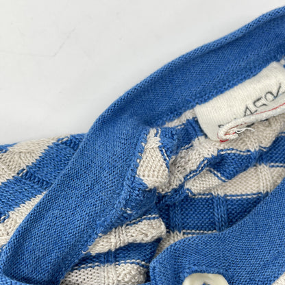 45R フォーティファイブ アール 70180164 ﾌﾞﾙｰ×ﾎﾜｲﾄ 超ｶﾞｰｾﾞｹｰﾌﾞﾙ縞の908ﾆｯﾄｿｰｶｰﾃﾞｨｶﾞﾝ トップス 2