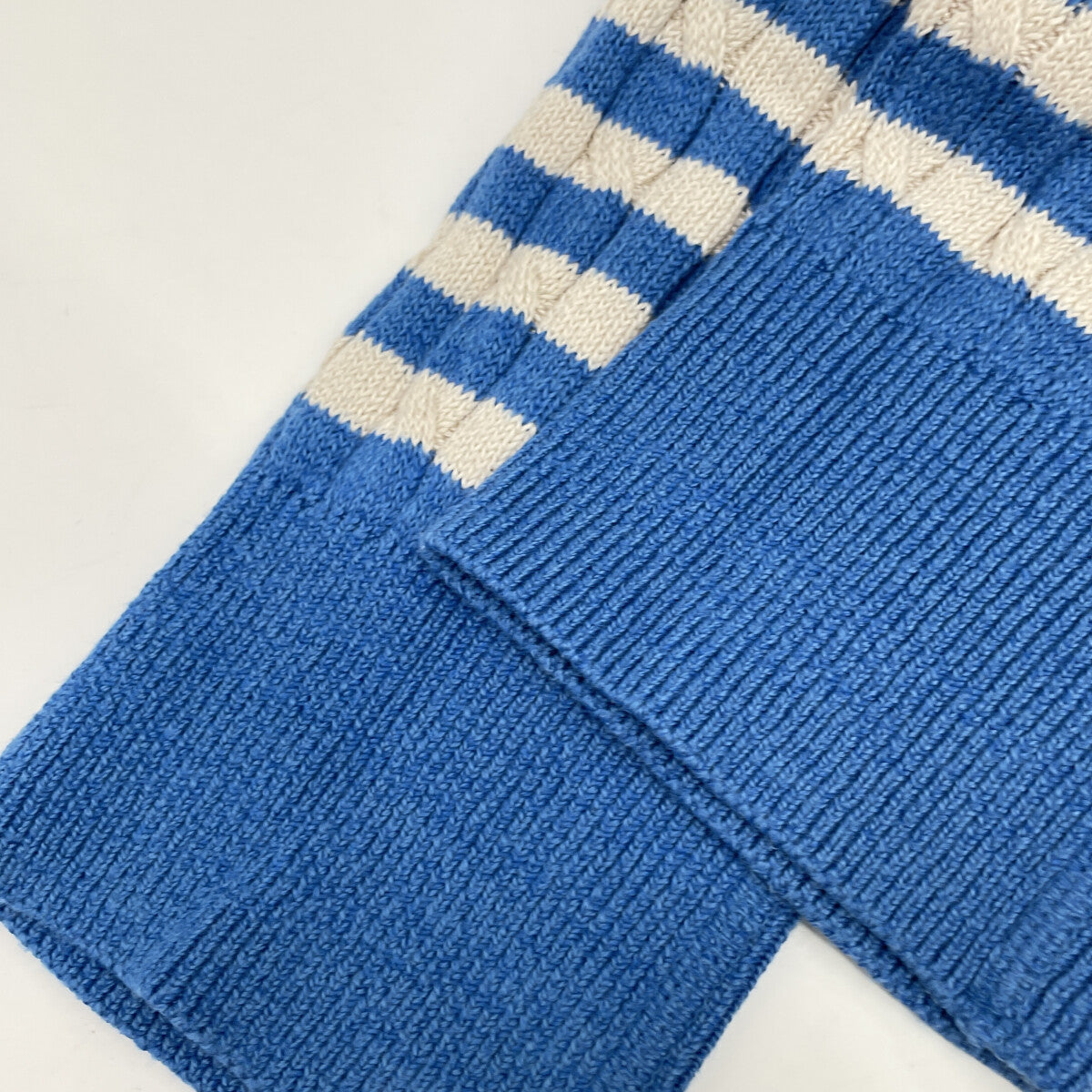 45R フォーティファイブ アール 70180164 ﾌﾞﾙｰ×ﾎﾜｲﾄ 超ｶﾞｰｾﾞｹｰﾌﾞﾙ縞の908ﾆｯﾄｿｰｶｰﾃﾞｨｶﾞﾝ トップス 2