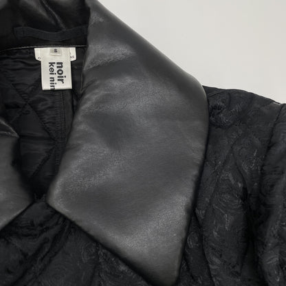 COMME des GARCONS Noir Kei Ninomiya コムデギャルソンノワールケイニノミヤ AD2017 3TｰC005 ﾌﾞﾗｯｸ 花柄 ﾍﾞﾙﾃｯﾄﾞｷﾙﾃｨﾝｸﾞｺｰﾄ コート S