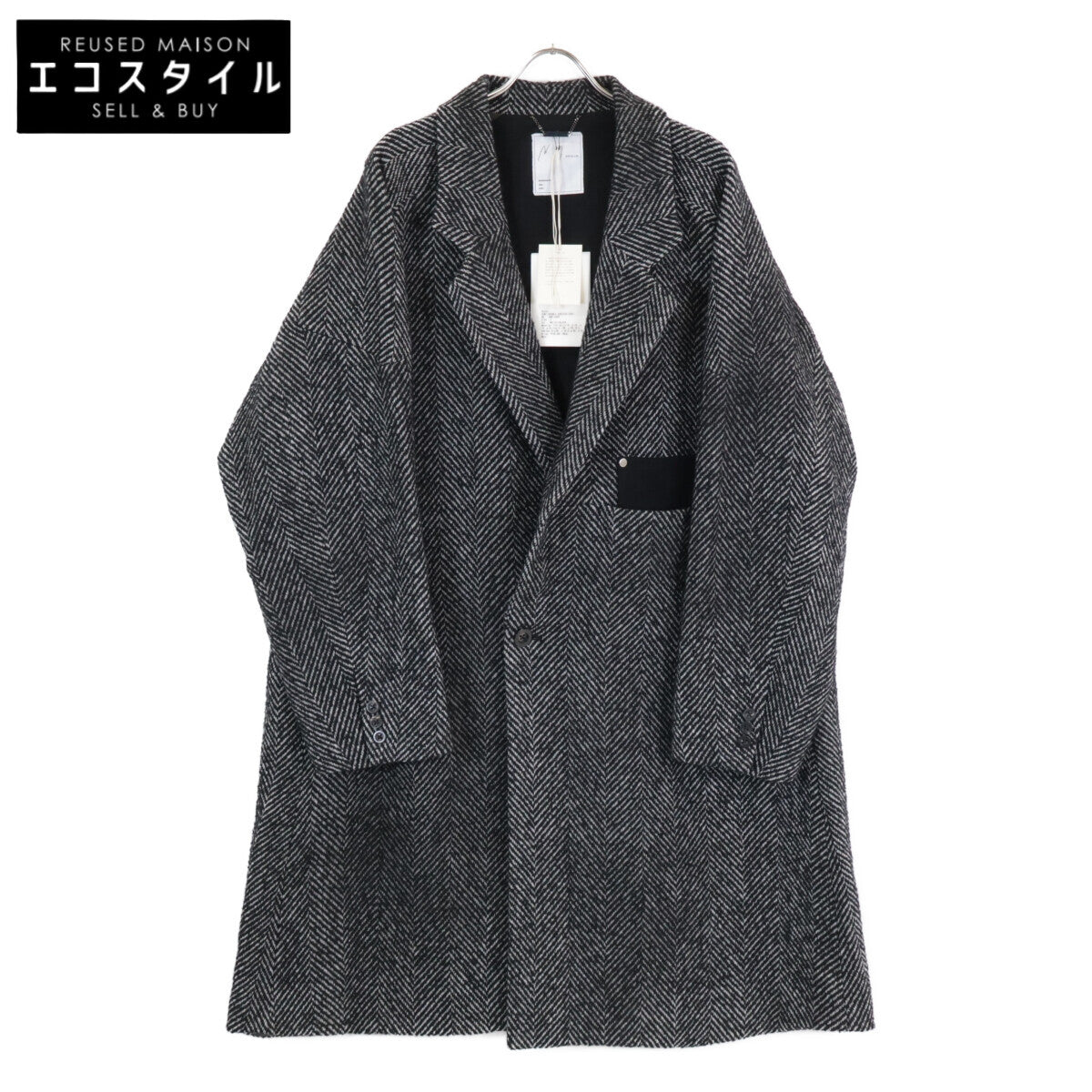 ANCELLM アンセルム ANC-JK55 WHITE×BLACK SEMI-DOUBLE CHESTER COAT コート 2