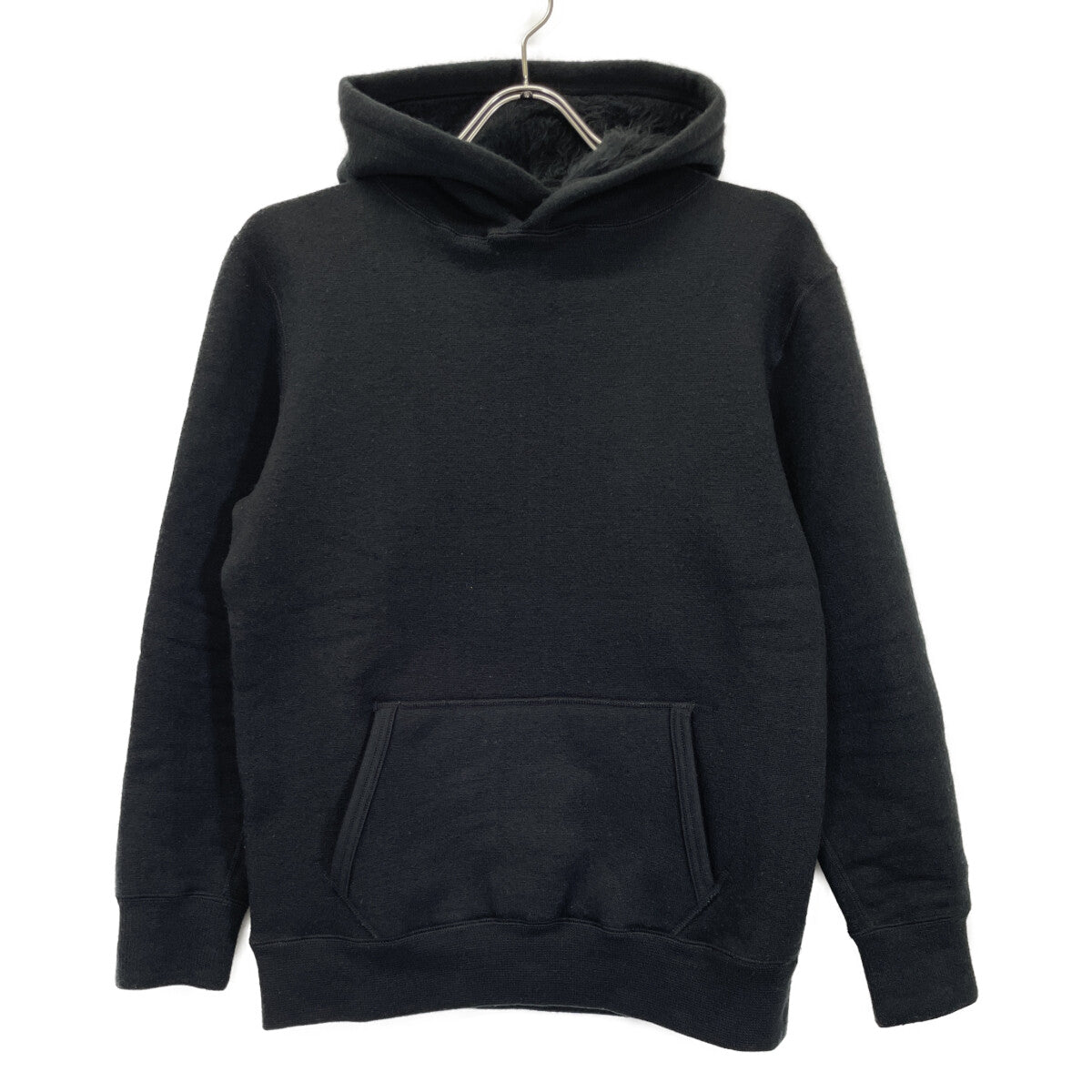 YETINA イエティナ ﾌﾞﾗｯｸ 裏起毛 ｽｳｪｯﾄﾌｰﾃﾞｨ ﾌﾟﾙｵｰﾊﾞｰ トップス Ｓ