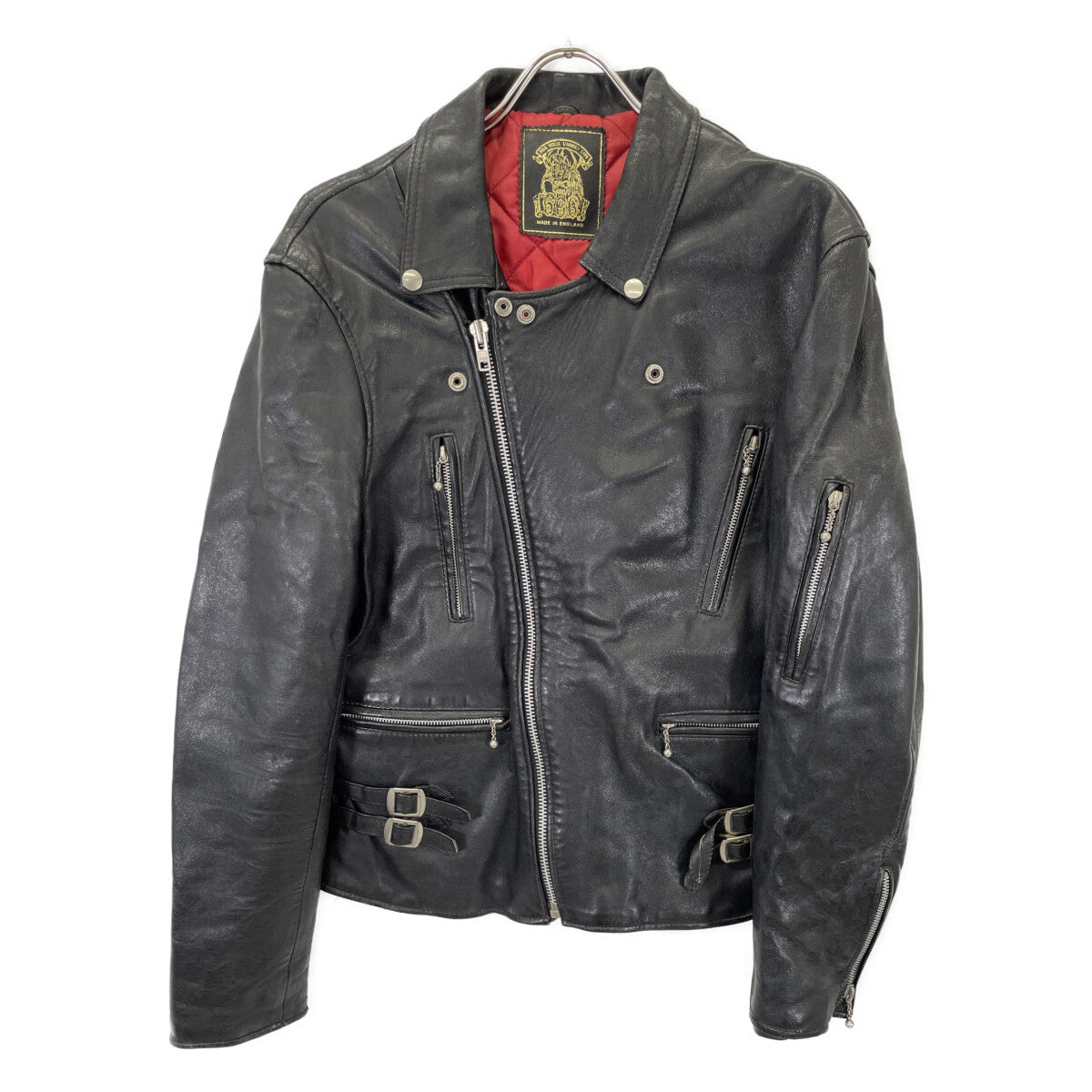 666 666トリプルシックス ﾌﾞﾗｯｸ 死神ﾀｸﾞ ｲﾝｸﾞﾗﾝﾄﾞ製 ﾀﾞﾌﾞﾙﾗｲﾀﾞｰｽｼﾞｬｹｯﾄ ジャケット 42