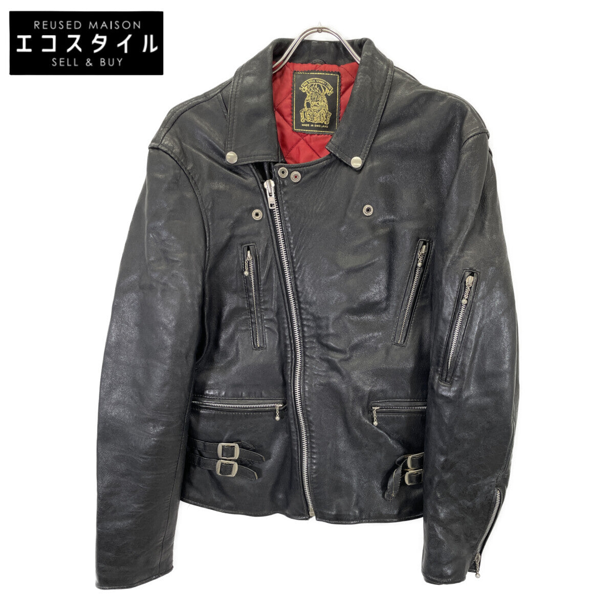 666 666トリプルシックス ﾌﾞﾗｯｸ 死神ﾀｸﾞ ｲﾝｸﾞﾗﾝﾄﾞ製 ﾀﾞﾌﾞﾙﾗｲﾀﾞｰｽｼﾞｬｹｯﾄ ジャケット 42