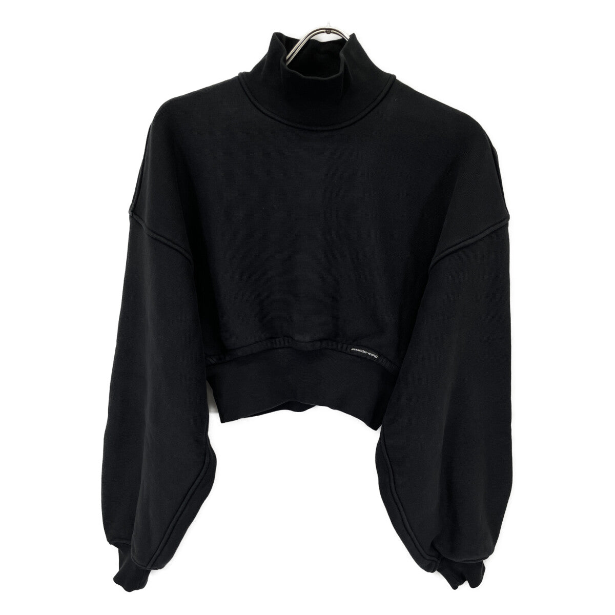 ALEXANDER WANG アレキサンダーワン ﾌﾞﾗｯｸ ｸﾛｯﾌﾟﾄﾞ ﾛﾝｸﾞｽﾘｰﾌﾞ ﾌｰﾃﾞｨ ｽｳｪｯﾄ トップス ＸＳ