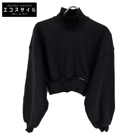 ALEXANDER WANG アレキサンダーワン ﾌﾞﾗｯｸ ｸﾛｯﾌﾟﾄﾞ ﾛﾝｸﾞｽﾘｰﾌﾞ ﾌｰﾃﾞｨ ｽｳｪｯﾄ トップス ＸＳ