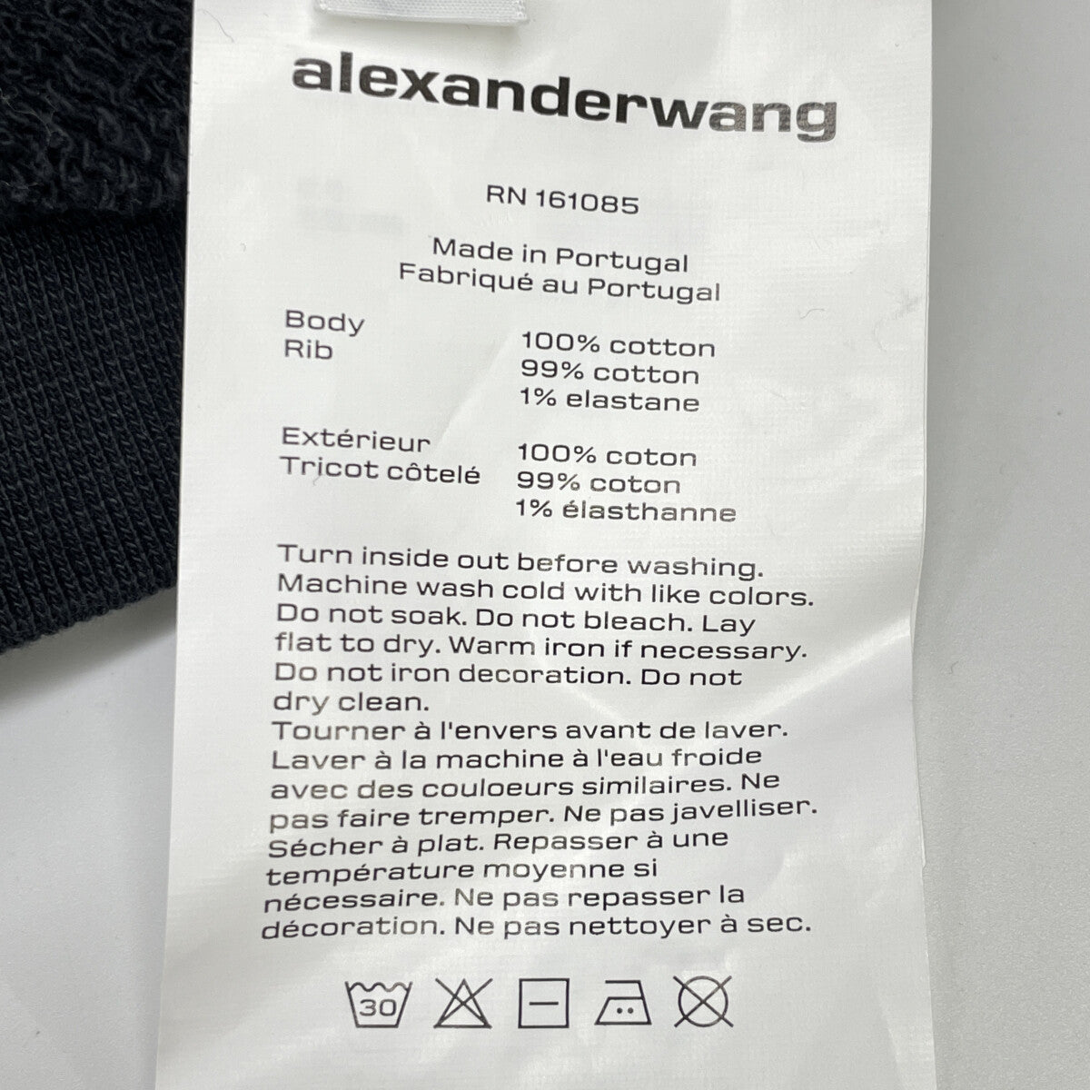 ALEXANDER WANG アレキサンダーワン ﾌﾞﾗｯｸ ｸﾛｯﾌﾟﾄﾞ ﾛﾝｸﾞｽﾘｰﾌﾞ ﾌｰﾃﾞｨ ｽｳｪｯﾄ トップス ＸＳ