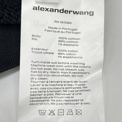 ALEXANDER WANG アレキサンダーワン ﾌﾞﾗｯｸ ｸﾛｯﾌﾟﾄﾞ ﾛﾝｸﾞｽﾘｰﾌﾞ ﾌｰﾃﾞｨ ｽｳｪｯﾄ トップス ＸＳ