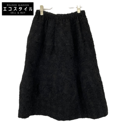 tricotCOMMEdesGARCONS トリココムデギャルソン TB-S002 ﾌﾞﾗｯｸ ｳｰﾙ混 ｼﾞｬｶﾞｰﾄﾞ織 ﾌﾚｱﾛﾝｸﾞｽｶｰﾄ スカート Ⅿ