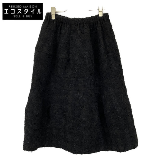 tricotCOMMEdesGARCONS トリココムデギャルソン TB-S002 ﾌﾞﾗｯｸ ｳｰﾙ混 ｼﾞｬｶﾞｰﾄﾞ織 ﾌﾚｱﾛﾝｸﾞｽｶｰﾄ スカート Ⅿ