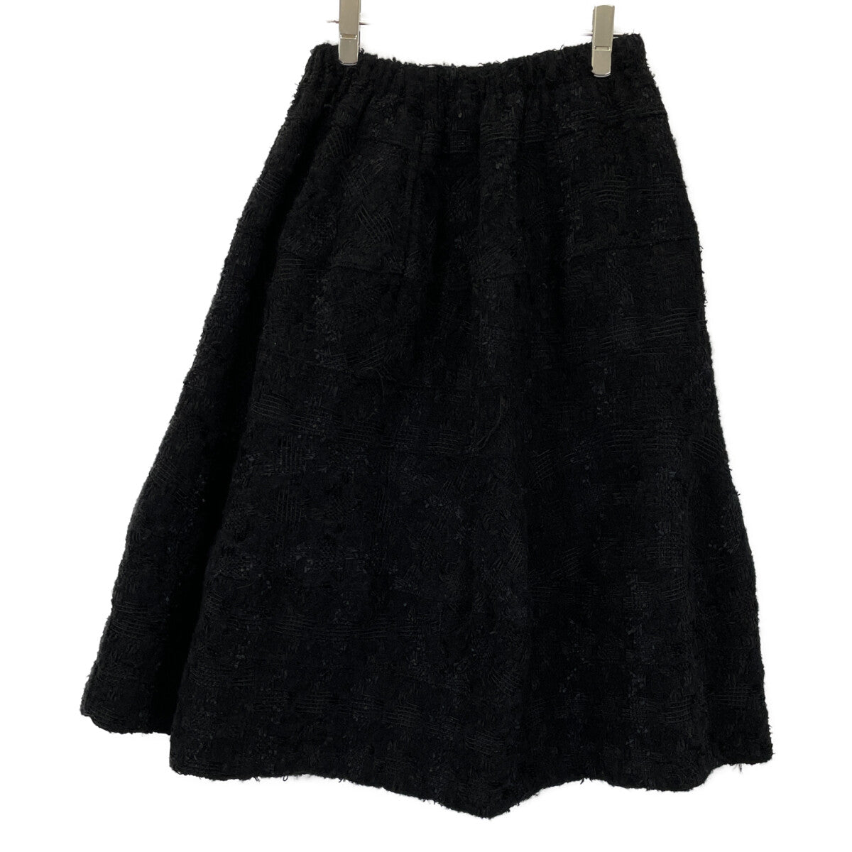 tricotCOMMEdesGARCONS トリココムデギャルソン TB-S002 ﾌﾞﾗｯｸ ｳｰﾙ混 ｼﾞｬｶﾞｰﾄﾞ織 ﾌﾚｱﾛﾝｸﾞｽｶｰﾄ スカート Ⅿ