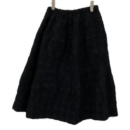 tricotCOMMEdesGARCONS トリココムデギャルソン TB-S002 ﾌﾞﾗｯｸ ｳｰﾙ混 ｼﾞｬｶﾞｰﾄﾞ織 ﾌﾚｱﾛﾝｸﾞｽｶｰﾄ スカート Ⅿ