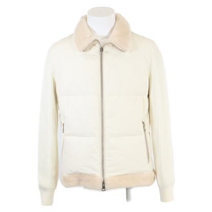 1piu1uguale3 ウノピゥウノウグァーレトレ ｘEMMETI エンメティ【美品/国内正規】MRB601 113 EMMETI RIB SLEEVE MOUTON STAND ムートン切替 ダウン ジャケット V