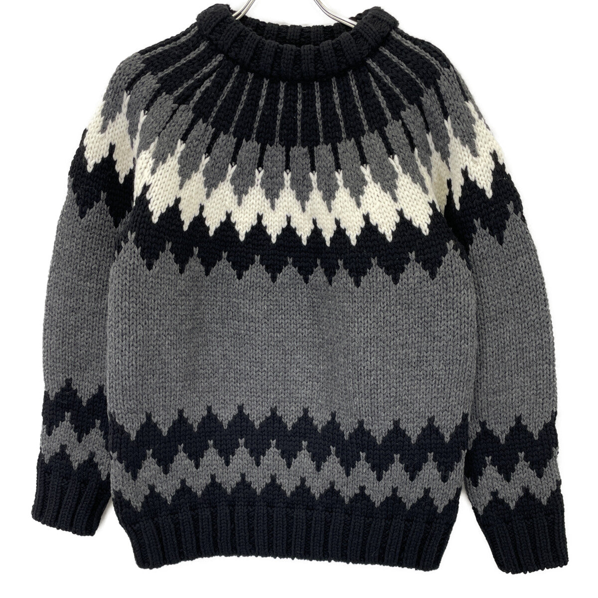 1piu1uguale3 ウノピゥウノウグァーレトレ MRK262 ｸﾞﾚｰ NORDIC BIG CREW ﾉﾙﾃﾞｨｯｸｸﾙｰﾈｯｸﾆｯﾄ トップス Ⅲ