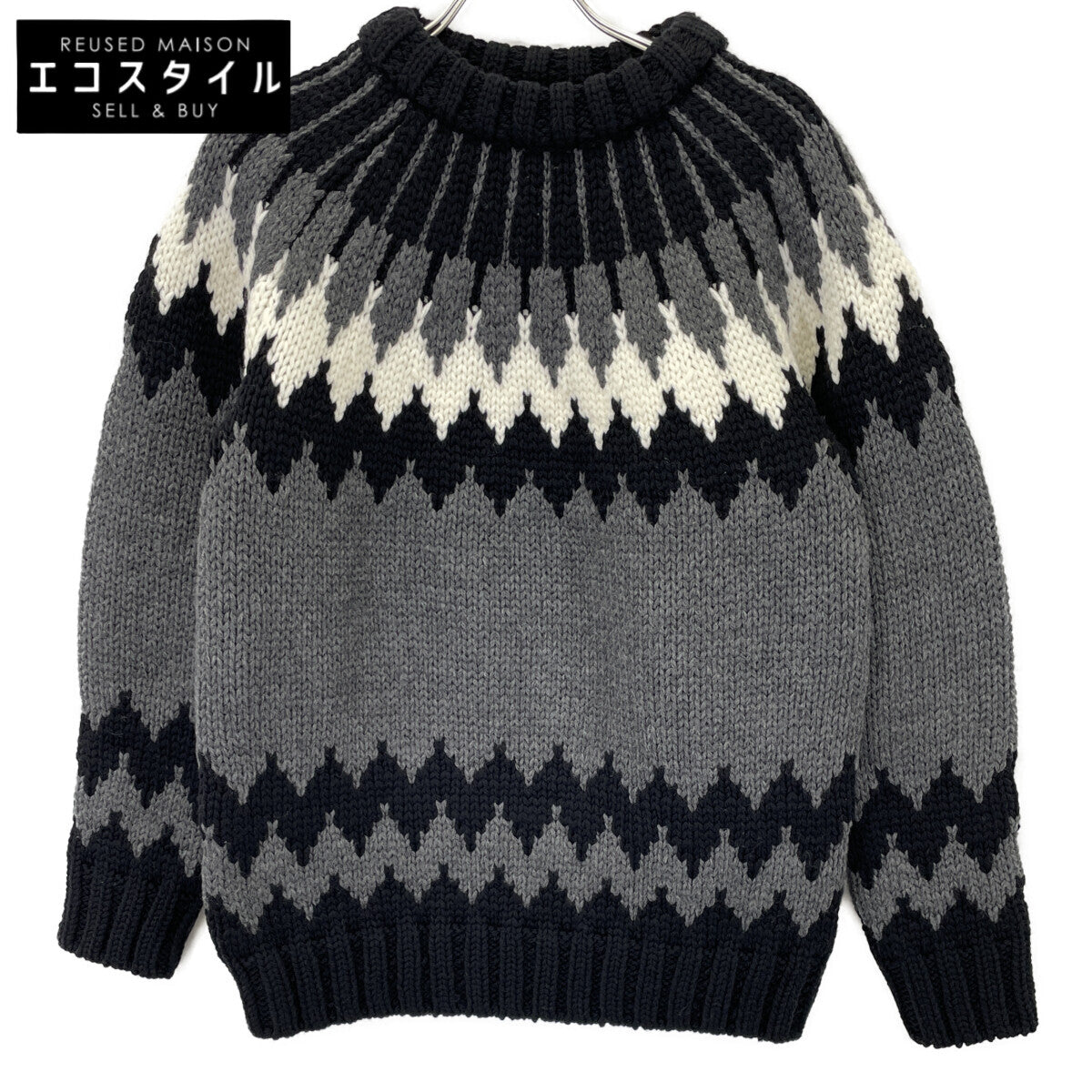 1piu1uguale3 ウノピゥウノウグァーレトレ MRK262 ｸﾞﾚｰ NORDIC BIG CREW ﾉﾙﾃﾞｨｯｸｸﾙｰﾈｯｸﾆｯﾄ トップス Ⅲ