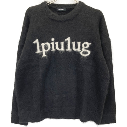 1piu1uguale3 ウノピゥウノウグァーレトレ MRK277 24AW ﾌﾞﾗｯｸ BIG CREW ｽｰﾊﾟｰﾓﾍﾔﾛｺﾞｸﾙｰﾈｯｸﾆｯﾄ トップス V