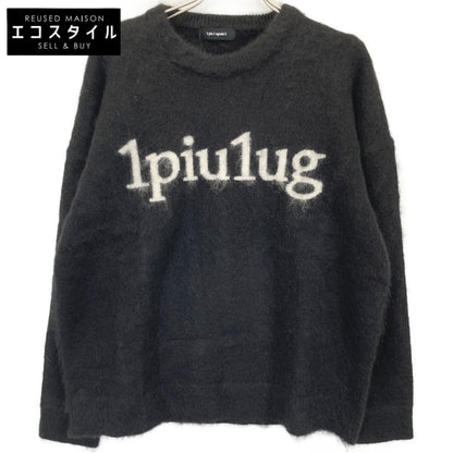 1piu1uguale3 ウノピゥウノウグァーレトレ MRK277 24AW ﾌﾞﾗｯｸ BIG CREW ｽｰﾊﾟｰﾓﾍﾔﾛｺﾞｸﾙｰﾈｯｸﾆｯﾄ トップス V