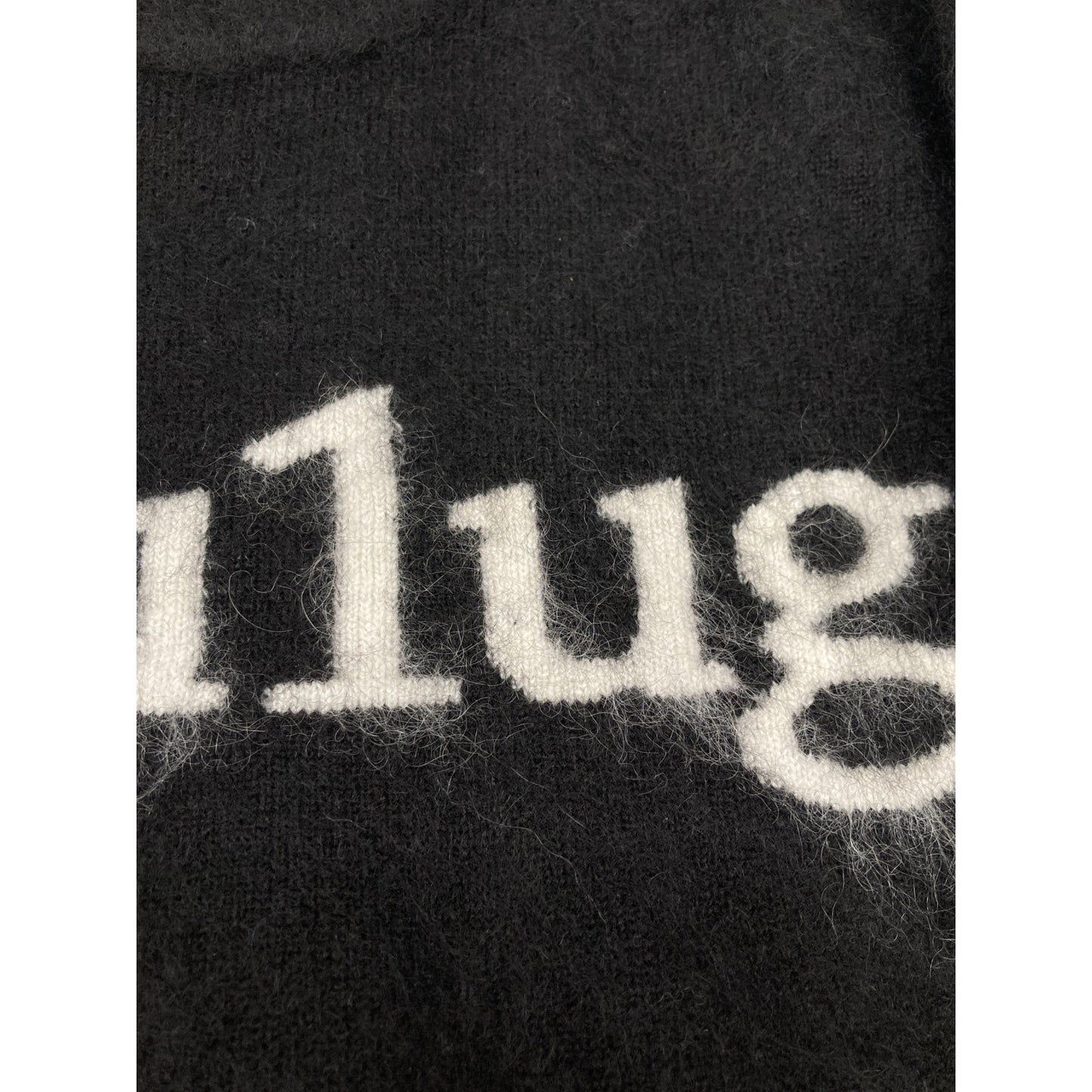 1piu1uguale3 ウノピゥウノウグァーレトレ MRK277 24AW ﾌﾞﾗｯｸ BIG CREW ｽｰﾊﾟｰﾓﾍﾔﾛｺﾞｸﾙｰﾈｯｸﾆｯﾄ トップス V