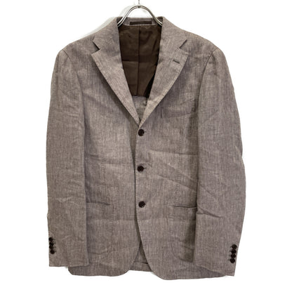 Brilla per il gusto ブリッラ ペル イル グスト ﾌﾞﾗｳﾝ ﾘﾈﾝ混 ﾍﾘﾝﾎﾞｰﾝ 3ﾎﾞﾀﾝ 段返り ｼﾞｬｹｯﾄ ジャケット 48