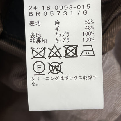 Brilla per il gusto ブリッラ ペル イル グスト ﾌﾞﾗｳﾝ ﾘﾈﾝ混 ﾍﾘﾝﾎﾞｰﾝ 3ﾎﾞﾀﾝ 段返り ｼﾞｬｹｯﾄ ジャケット 48