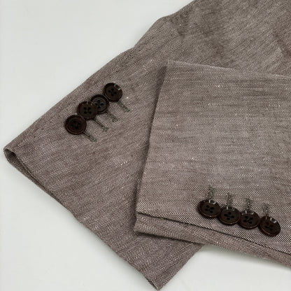 Brilla per il gusto ブリッラ ペル イル グスト ﾌﾞﾗｳﾝ ﾘﾈﾝ混 ﾍﾘﾝﾎﾞｰﾝ 3ﾎﾞﾀﾝ 段返り ｼﾞｬｹｯﾄ ジャケット 48