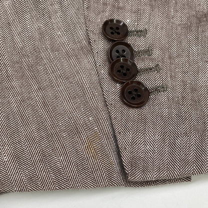 Brilla per il gusto ブリッラ ペル イル グスト ﾌﾞﾗｳﾝ ﾘﾈﾝ混 ﾍﾘﾝﾎﾞｰﾝ 3ﾎﾞﾀﾝ 段返り ｼﾞｬｹｯﾄ ジャケット 48