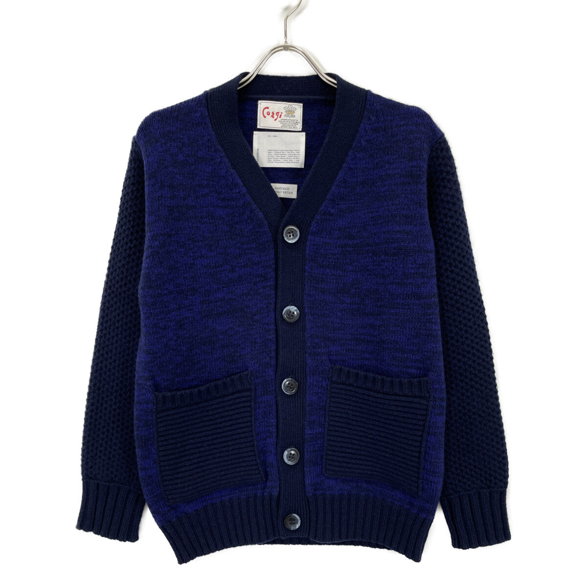 CORGI コーギ ﾊﾟｰﾌﾟﾙ 切り返し ﾛﾝｸﾞｽﾘｰﾌﾞ ﾆｯﾄｶｰﾃﾞｨｶﾞﾝ トップス M